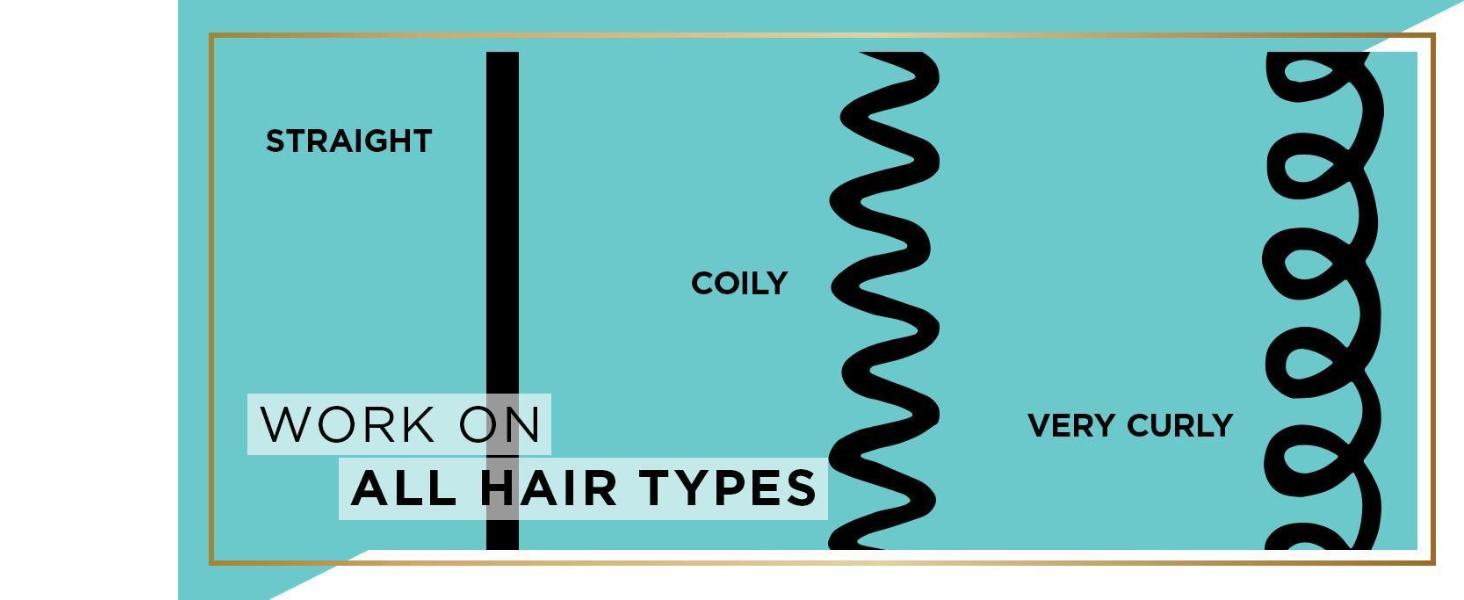 Works on all hair types whether straight, coily or very curly