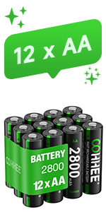 12 x AA rechargeable batteries