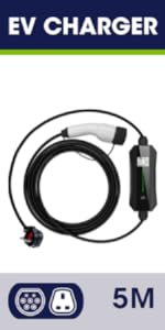 EV charger electric car charger LCD digital screen charging data type 2 3 pin plug UK 5M 5 metres