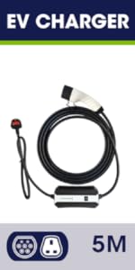 EV charger electric car charger electric vehicle charger type 2 to 3 pin plug UK plug 5M 5 metres