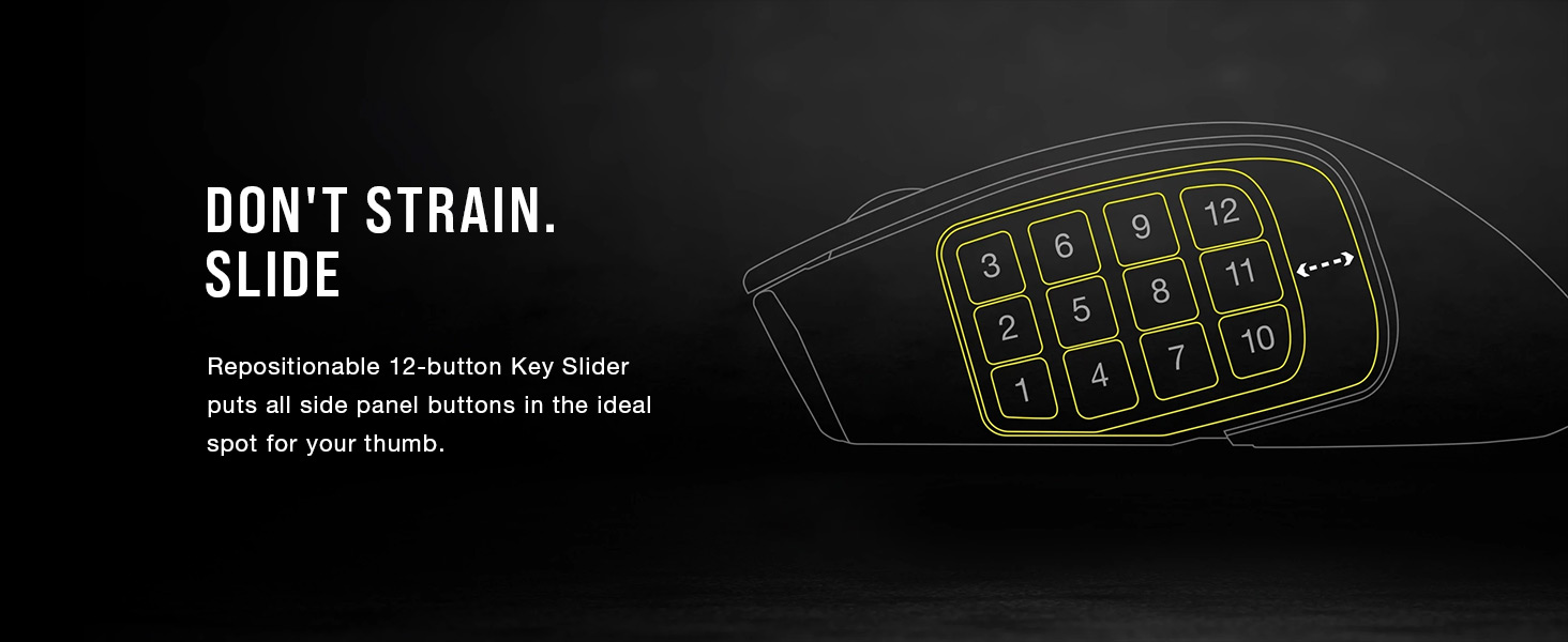 12-button Key Slider, mmo gaming mouse, mmo mouse, gaming mouse