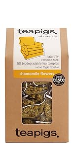 chamomile; teapigs; herbal tea; whole flower