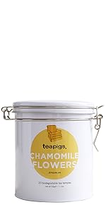 chamomile ti; gift tin; tin of tea; tea container; plastic free