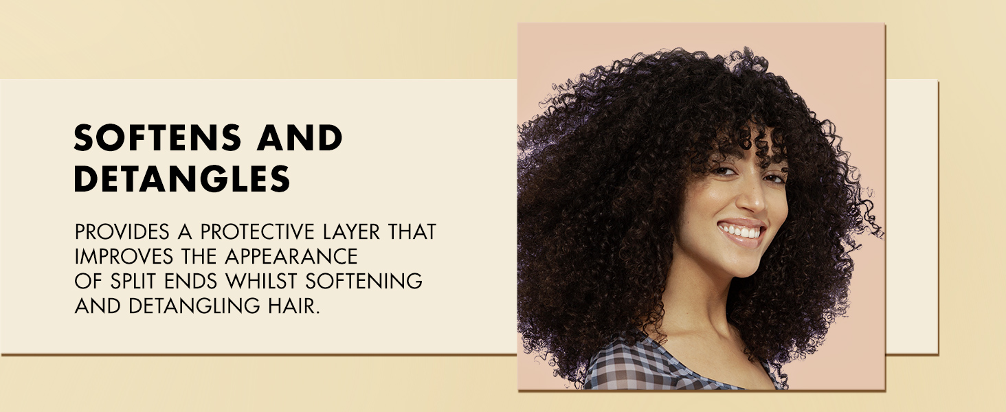 Forms a protective layer that improves the appearance of split ends, leaving hair soft & smooth
