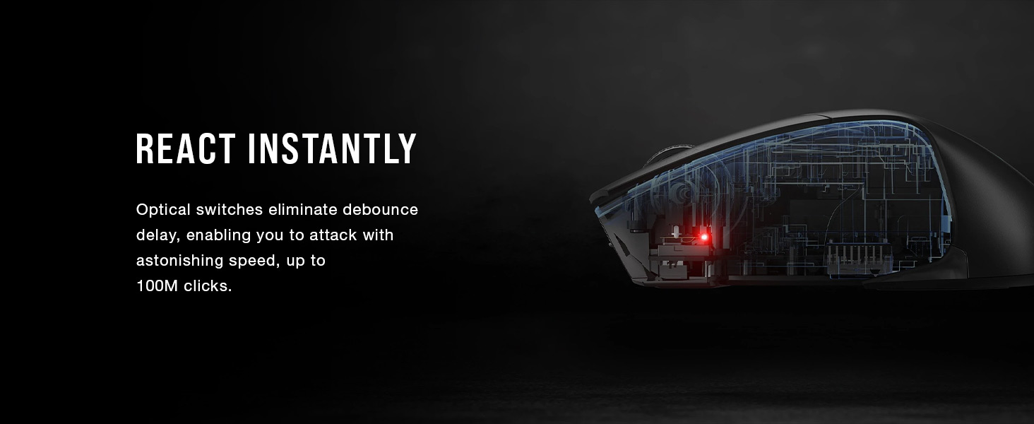 Optical switches, gaming mouse, mmo gaming mouse