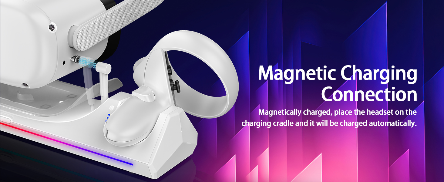 VR Charging Dock for Quest 2 Charging Stand for Oculus/Meta Quest 2 Magnetic Charging Station