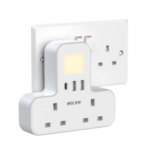 Double Plug Adaptor with USB (1USB-C