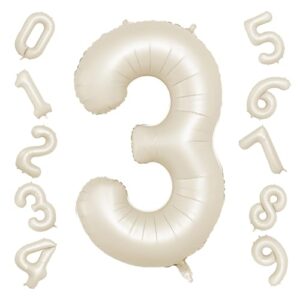 40 Inch Cream Number 3 Balloon