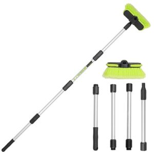 65”165cm Car Wash Brush Long Handle Soft Bristle Scrub Cleaning Mop with 4 hand-held Places Extendable Washing Brushes Broom Kit for RV Boat Truck SUV Caravan Solar Panel House Siding