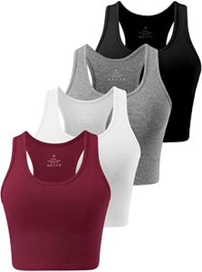 Star Vibe 4 Pack Cotton Crop Racerback Tank Tops for Women Basic Workout Crop Tanks Sleeveless Cropped Sport Shirts