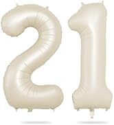 40 Inch Cream Number 8 Balloon, Beige Large 8th Birthday Balloons, Digital 8 Cream White Giant 8 ...