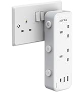 MSCIEN 4 Gang Extension Lead with 4 USB Slots (1 Type-C and 3 USB-A), 5CM Plug Extension with USB...