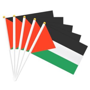 20 Pack Small Palestine Flag Stick 5'' x 8'' - Handheld Waving Palestinian Flags 21 x 14 cm