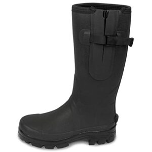 Lakeland Active Women's Helton 5mm Neoprene Lined Adjustable Wellington Boots Waterproof Natural Rubber Outdoor Insulated Warm Wellies in Black & Moss Gree
