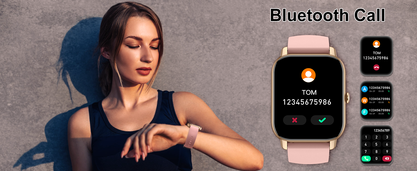 Smart Watch Answer/Make Calls, 1.85 Inch HD Touch Screen Fitness Watch