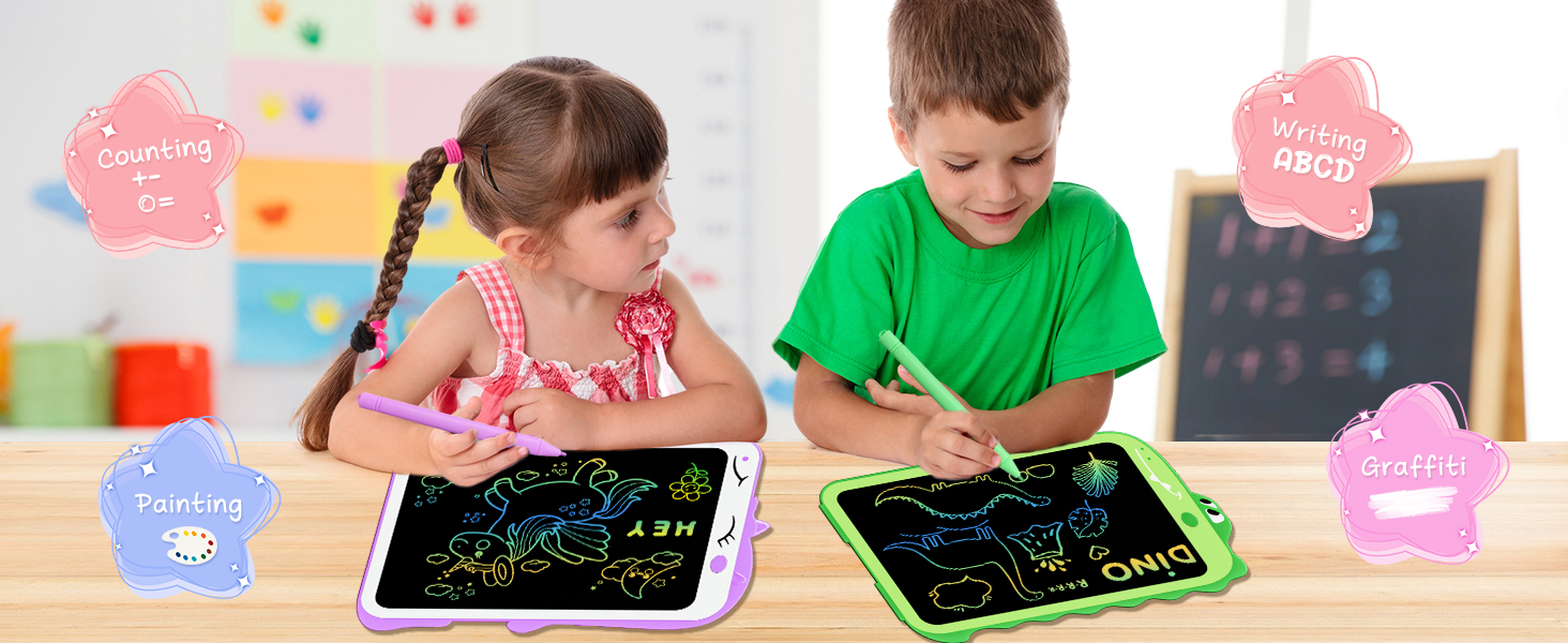 2 Pack LCD Writing Tablet Doodle Board,8.5 Inch Unicorn + Dinosaur Toddler Drawing Pads