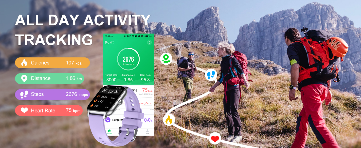 IP68 Waterproof Step Counter Ladies Smartwatch for iPhone Android