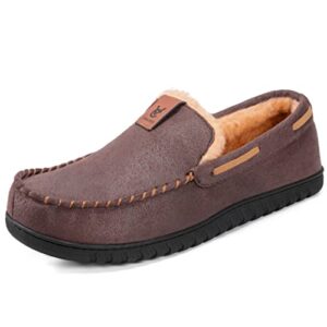 VeraCosy Men's Faux Suede Moccasin Memory Foam Closed Back Slippers