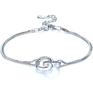 F.ZENI Women Bracelet 925 Sterling Silver Charm Bracelet Interlocking Infinity Love Bracelets for Women Girl Anniversary Birthday Jewellery Gif