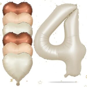 Biapian 40 Inch Cream Number 4 Balloons