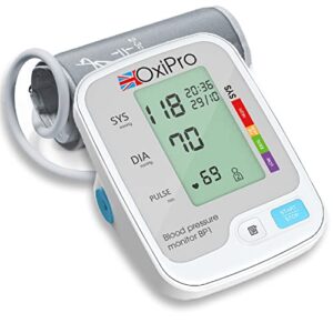OxiPro BP1 Blood Pressure Monitor - CE Approved BP Blood Pressure Machines for Home Use with Heart Rate Monitor & Large Cuff - Sphygmomanometer - Certified Blood Pressure Monitors