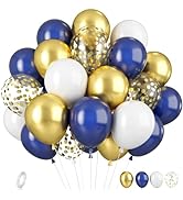 Navy Blue and Silver Balloons, 35 PCS Blue and Silver Balloons, Silver Confetti Balloons Navy Blu...