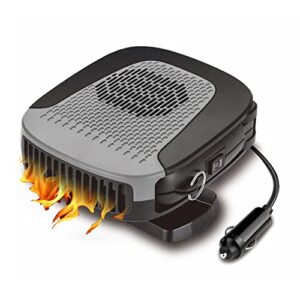 Jucoan Car Heater Portable Car Fan with Air Purification 12V 150W with Heating and Cooling 2 in 1 Modes for Fast Heating Defrost Defogger and Automobile Windscreen Fan in Cigarette Lighte