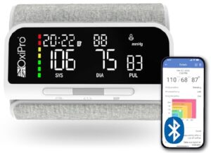 OxiPro BP2 Smart Blood Pressure Monitor with App - CE Approved Blood Pressure Machines - Universal Small to Large Cuff - Email BP Monitor Results to Your NHS Doctor via Included App - UK
