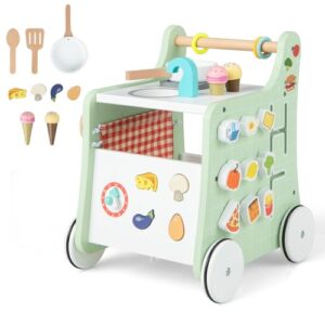 COSTWAY 6-in-1 Wooden Baby Walker