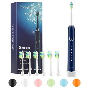 7AM2M Sonic Electric Toothbrush with 6 Brush Heads for Adults and Kids