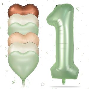 Biapian 40 Inch Sage Green Number 1 Balloons