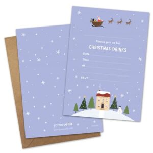 James Ellis Pack of 8 Christmas Party Invitations with Envelopes