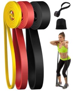 Resistance Bands(3 Pieces)Pull Up Bands for Strength Training Fitness Pilates Yoga Stretch Toning Pull Up fitness Bands Includ Door Anchor and Storage Bag Yellow/Red/Black