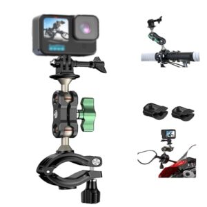 F1TP 360-degree Arbitrary Rotation Aluminum Multifunction Motorcycle Mount Bike Pole Mount Compatible with GoPro Hero 11 10 9 8 7 6 5 Session Camera Holder Bracket For DJI Action Cameras Accessory