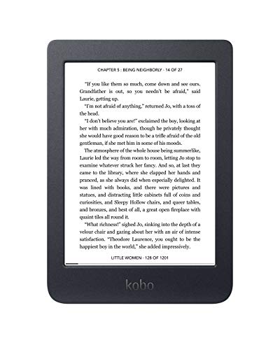 Kobo Nia | eReader | 6” Glare Free Touchscreen | Adjustable Brightness | Thin & Light | eBooks | WIFI | 8GB of Storage | Carta E Ink Technology | Black