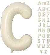Biapian 40 Inch Letter B Balloons, Giant Cream B Foil Balloon, Big Single Alphabet A-Z Balloons, ...
