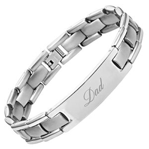 Willis Judd Mens Titanium DAD Bracelet Engraved Best Dad Ever with Gift Box & Link Removal Tool…