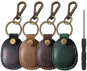 4 Pack Genuine Leather AirTag Case for Apple Airtag - Anti-Fall