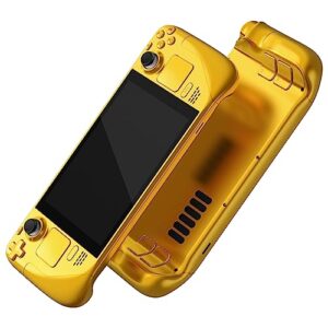 eXtremeRate Chrome Gold Custom Glossy Faceplate Back Plate Shell for Steam Deck
