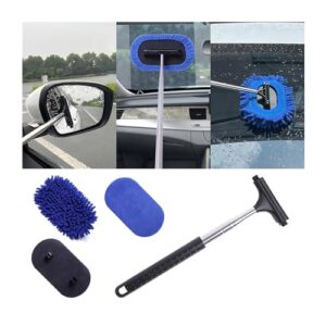 Ovyuzhen Pivoting Car Windscreen Cleaner Tools Water mist removal tool for car rearview mirrors，Window Glass Cleaning Tools For Home Kichens With Cloth and Extendable Handle