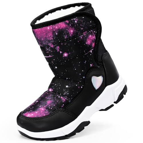 Kids Snow Boots Boys Girls Winter Boots For Toddler Waterproof Snow Ankle Boots Kids Anti-slip Walking boots Warm Fur Lined High-Top Snow Boots