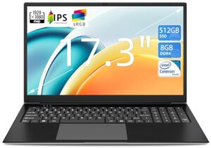 SGIN Laptop 17.3 Inch 8GB RAM 512GB SSD