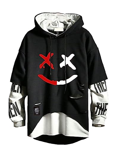 Hello MrLin Men's Techwear Hip Hop Hoodie Japanese Streetwear Patchwork Urban Jumpe