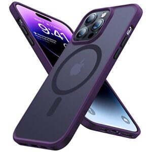 TORRAS Magnetic Designed for iPhone 14 Pro Max Case [12FT Military Grade Drop Tested] [20W Super Magnetic] Shockproof Translucent Hard Back Slim Fit Thin Matte Case iPhone 14 Pro Max Cover Purple