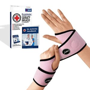Doctor Developed Copper Wrist Supports for Gym - Sprained Wrist Support - Adjustable Hand Brace W/ Doctor Handbook- Carpal Tunnel Wrist Support For Women & Men Injuries