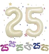 Number 25 Balloon, Cream Number Balloon, 40