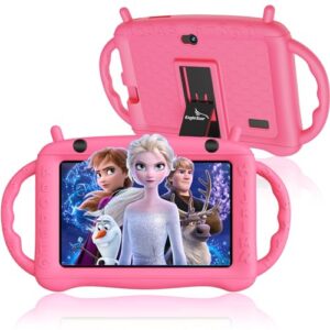 EagleSoar Kids Tablet Android 12 Tablet for Kids 7 inch Toddler Tablet with Parental Control Kids APP Pre-Installed 32GB GMS Certified WiFi Dual Camera Eye Protection Children Tablet with Case (Pink)