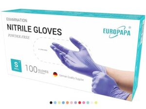 EUROPAPA 100x nitrile gloves purple box disposable gloves disposable gloves examination gloves nitrile gloves powder-free without latex non-sterile latex-free disposable gloves (M