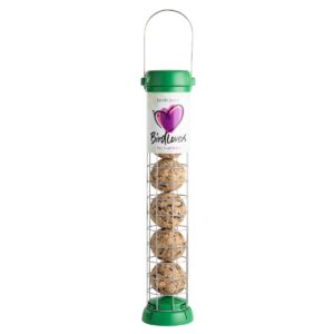 Bird Feeders For Small Birds - Jacobi Jayne® Bird Lovers™ Medium Fat Ball Feeder - Hanging Bird Feeder Holds Up To 6 Suet Balls. Easy Clean Feeder With Quick Release Base