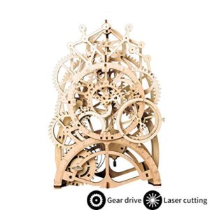 ROKR 3D Wooden Model Kits Gear Clock - Laser Cut Pendulum Clock Model Building Kits to Build - Mechanical Wooden Gear Model - Christmas Birthday Gifts For Teens and Adults